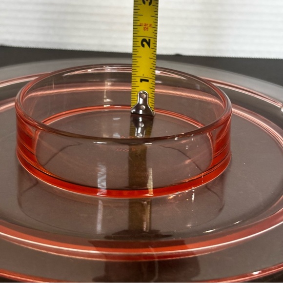 Vtg Pink depression glass Double Handled Cheese And Cracker Plate - Picture 7 of 8